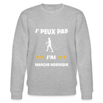 Je peux pas j'ai marche nordique cadeau marcheur - Sweat bio CHANGER Stanley/Stella Unisexe - gris chiné - Devant - Nik (191cm) & Marisol (170cm)
