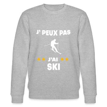Je peux pas j'ai ski cadeau skieur - Sweat bio CHANGER Stanley/Stella Unisexe - gris chiné - Devant - Nik (191cm) & Marisol (170cm)