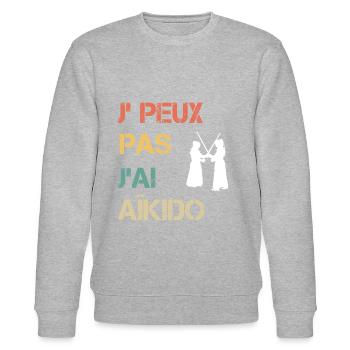 Je peux pas j'ai aïkido vintage drôle - Sweat bio CHANGER Stanley/Stella Unisexe - gris chiné - Devant - Nik (191cm) & Marisol (170cm)
