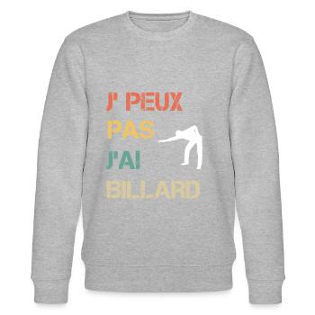 Je peux pas j'ai billard vintage drôle - Sweat bio CHANGER Stanley/Stella Unisexe - gris chiné - Devant - Nik (191cm) & Marisol (170cm)