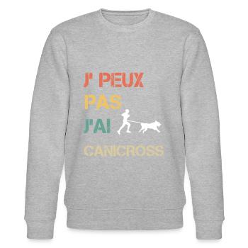 Je peux pas j'ai canicross vintage drôle - Sweat bio CHANGER Stanley/Stella Unisexe - gris chiné - Devant - Nik (191cm) & Marisol (170cm)