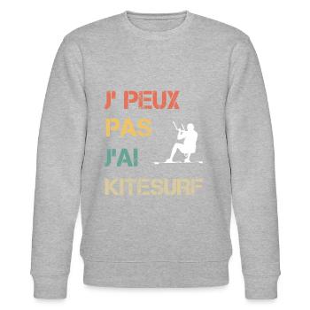 Je peux pas j'ai Kitesurf vintage drôle - Sweat bio CHANGER Stanley/Stella Unisexe - gris chiné - Devant - Nik (191cm) & Marisol (170cm)