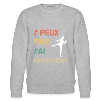 Je peux pas j'ai kickboxing vintage drôle - Sweat bio CHANGER Stanley/Stella Unisexe - gris chiné - Devant - Nik (191cm) & Marisol (170cm)