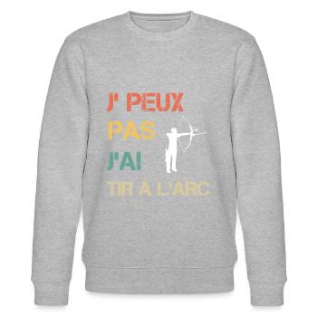 Je peux pas j'ai tir à l'arc vintage drôle - Sweat bio CHANGER Stanley/Stella Unisexe - gris chiné - Devant - Nik (191cm) & Marisol (170cm)