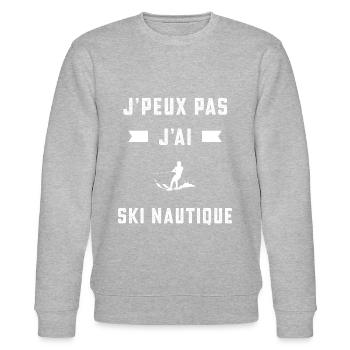 je peux pas j'ai ski nautique skieur cadeau - Sweat bio CHANGER Stanley/Stella Unisexe - gris chiné - Devant - Nik (191cm) & Marisol (170cm)