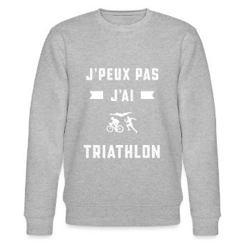 je peux pas j'ai triathlon triathlète cadeau - Sweat bio CHANGER Stanley/Stella Unisexe - gris chiné - Devant - Nik (191cm) & Marisol (170cm)