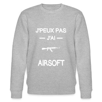 je peux pas j'ai airsoft joueur humour - Sweat bio CHANGER Stanley/Stella Unisexe - gris chiné - Devant - Nik (191cm) & Marisol (170cm)