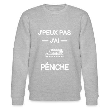 je peux pas j'ai péniche batelier humour - Sweat bio CHANGER Stanley/Stella Unisexe - gris chiné - Devant - Nik (191cm) & Marisol (170cm)