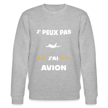 je peux pas j'ai avion cadeau pilote - Sweat bio CHANGER Stanley/Stella Unisexe - gris chiné - Devant - Nik (191cm) & Marisol (170cm)