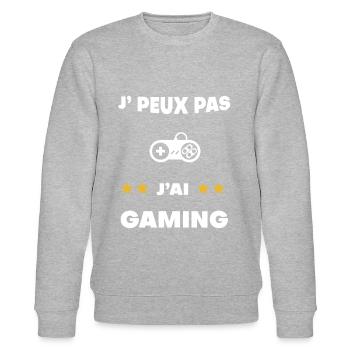 je peux pas j'ai gaming cadeau gameur - Sweat bio CHANGER Stanley/Stella Unisexe - gris chiné - Devant - Nik (191cm) & Marisol (170cm)