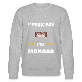 je peux pas j'ai mangas cadeau mangaka - Sweat bio CHANGER Stanley/Stella Unisexe - gris chiné - Devant - Nik (191cm) & Marisol (170cm)