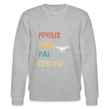 je peux pas j'ai drone cadeau pilote - Sweat bio CHANGER Stanley/Stella Unisexe - gris chiné - Devant - Nik (191cm) & Marisol (170cm)