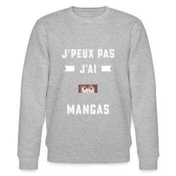 je peux pas j'ai mangas mangaka cadeau - Sweat bio CHANGER Stanley/Stella Unisexe - gris chiné - Devant - Nik (191cm) & Marisol (170cm)