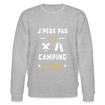 je peux pas j'ai camping apéro humour - Sweat bio CHANGER Stanley/Stella Unisexe - gris chiné - Devant - Nik (191cm) & Marisol (170cm)
