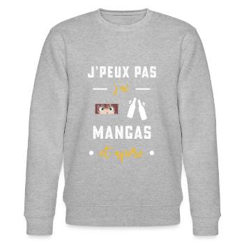 je peux pas j'ai mangas apéro humour - Sweat bio CHANGER Stanley/Stella Unisexe - gris chiné - Devant - Nik (191cm) & Marisol (170cm)