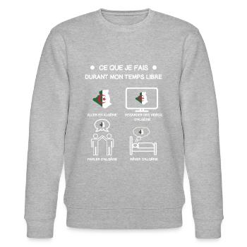 Geschenk Algerien DZ Gratis Zeitreise - Stanley/Stella Unisex Bio-Sweatshirt CHANGER  - Grau meliert - Vorne - Nik (191cm) & Marisol (170cm)