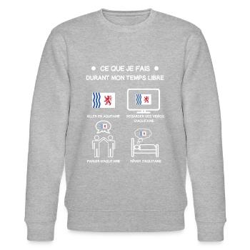Geschenk Aquitanien Gratis-Zeitreise - Stanley/Stella Unisex Bio-Sweatshirt CHANGER  - Grau meliert - Vorne - Nik (191cm) & Marisol (170cm)