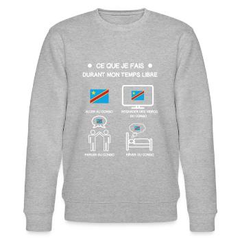 Geschenk Kongo Kinshasa kostenlose Zeitreise - Stanley/Stella Unisex Bio-Sweatshirt CHANGER  - Grau meliert - Vorne - Nik (191cm) & Marisol (170cm)
