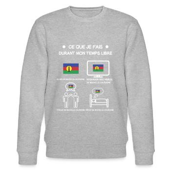 Neukaledonien kostenloses Zeitreise-Geschenk - Stanley/Stella Unisex Bio-Sweatshirt CHANGER  - Grau meliert - Vorne - Nik (191cm) & Marisol (170cm)