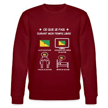 Geschenk Guyana 973 Gratis Zeitreise - Stanley/Stella Unisex Bio-Sweatshirt CHANGER  - Burgunderrot - Vorne - Nik (191cm) & Marisol (170cm)