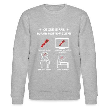 Marokko Geschenk kostenlose Zeitreise - Stanley/Stella Unisex Bio-Sweatshirt CHANGER  - Grau meliert - Vorne - Nik (191cm) & Marisol (170cm)