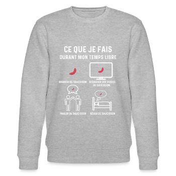 saucisson temps libre cadeau - Sweat bio CHANGER Stanley/Stella Unisexe - gris chiné - Devant - Nik (191cm) & Marisol (170cm)