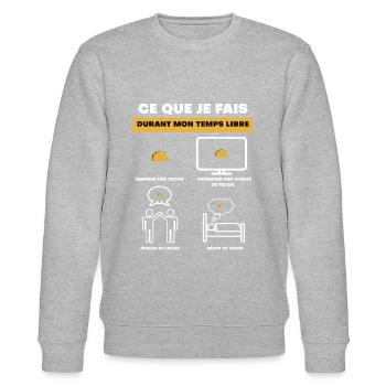 Freizeit Tacos Geschenk - Stanley/Stella Unisex Bio-Sweatshirt CHANGER  - Grau meliert - Vorne - Nik (191cm) & Marisol (170cm)