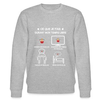 Freizeit-Nudel-Geschenk - Stanley/Stella Unisex Bio-Sweatshirt CHANGER  - Grau meliert - Vorne - Nik (191cm) & Marisol (170cm)