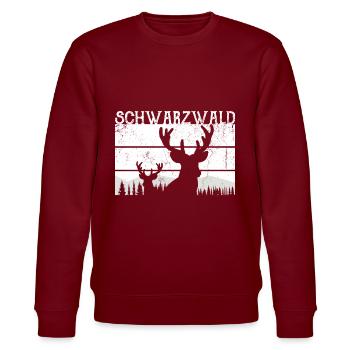 Schwarzwald Natur Hirsch Tanne - Stanley/Stella Unisex Bio-Sweatshirt CHANGER  - Burgunderrot - Vorne - Nik (191cm) & Marisol (170cm)