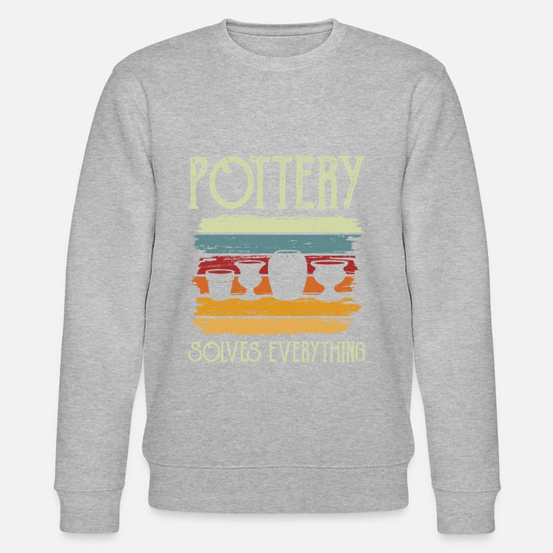 Pottery Ceramic Pottery solves everything - Stanley/Stella CHANGER Unisex Organic Sweatshirt - heather grey