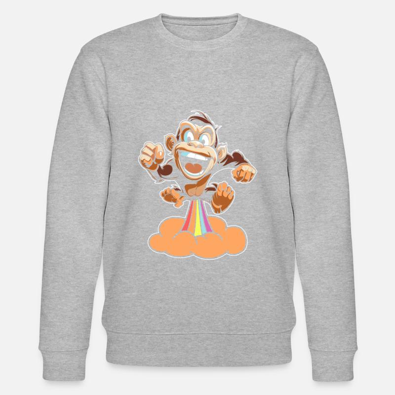Affe Witzig Regenbogenfurz - Stanley/Stella Unisex Bio-Sweatshirt CHANGER  - Grau meliert
