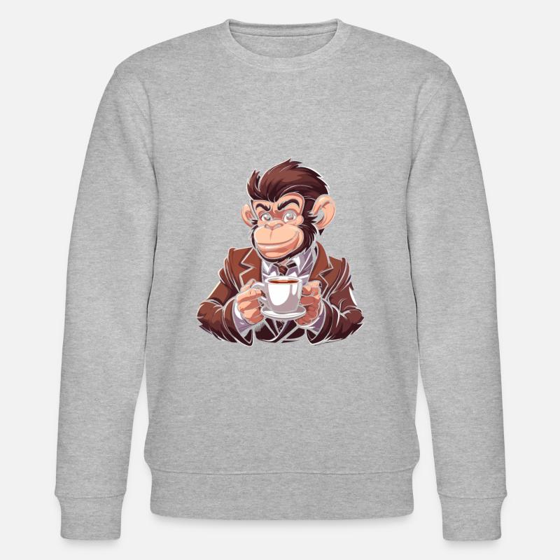 Affe Kaffee - Stanley/Stella Unisex Bio-Sweatshirt CHANGER  - Grau meliert