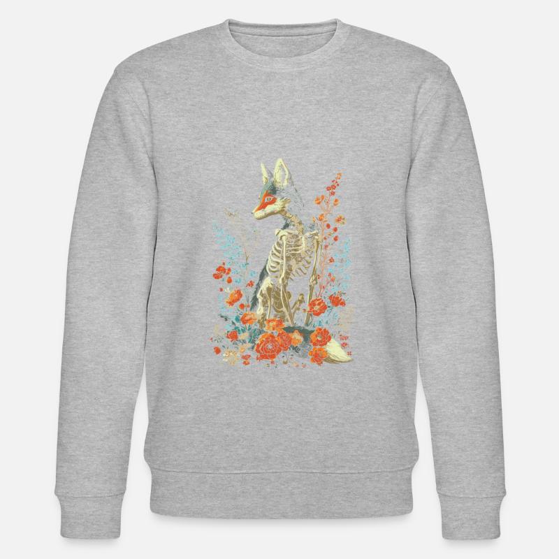 Renard Fleur Squelette Fleur Animal - Sweat bio CHANGER Stanley/Stella Unisexe - gris chiné