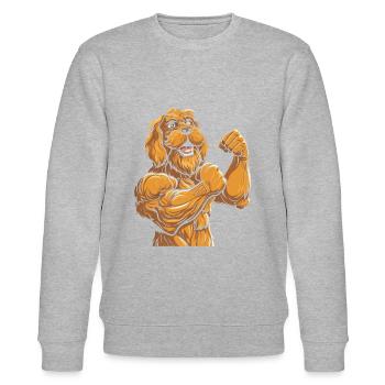 Fitness Goldener Doodle Hund - Stanley/Stella Unisex Bio-Sweatshirt CHANGER  - Grau meliert - Vorne - Nik (191cm) & Marisol (170cm)
