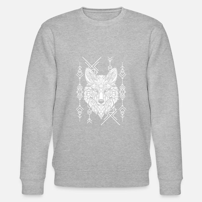 Wolf Geometric Polygon Wolf - Stanley/Stella CHANGER Unisex Organic Sweatshirt - heather grey