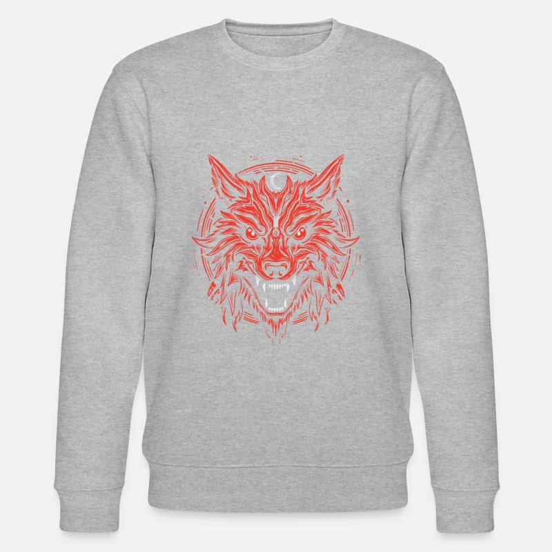 Wolf Beängstigend Lunar Wolf - Stanley/Stella Unisex Bio-Sweatshirt CHANGER  - Grau meliert