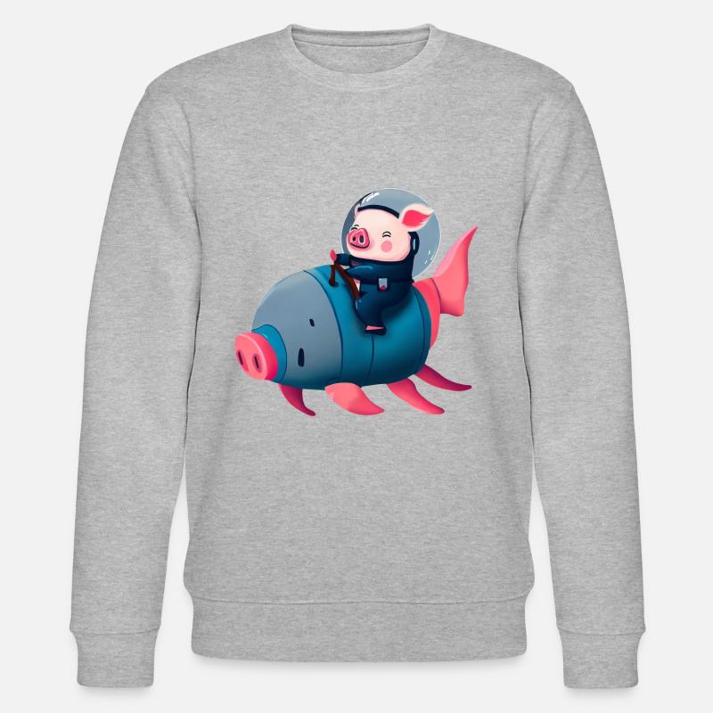 Pig Astronaut sur Pig Rocket - Sweat bio CHANGER Stanley/Stella Unisexe - gris chiné