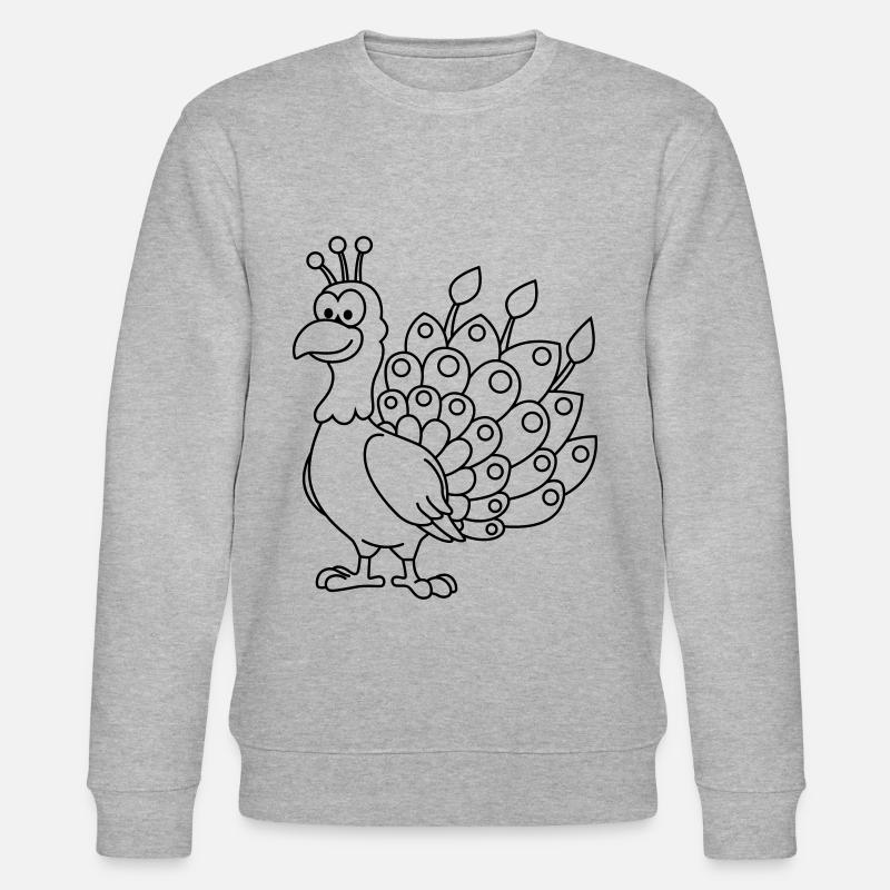 Pfau Comic Tier - Stanley/Stella Unisex Bio-Sweatshirt CHANGER  - Grau meliert