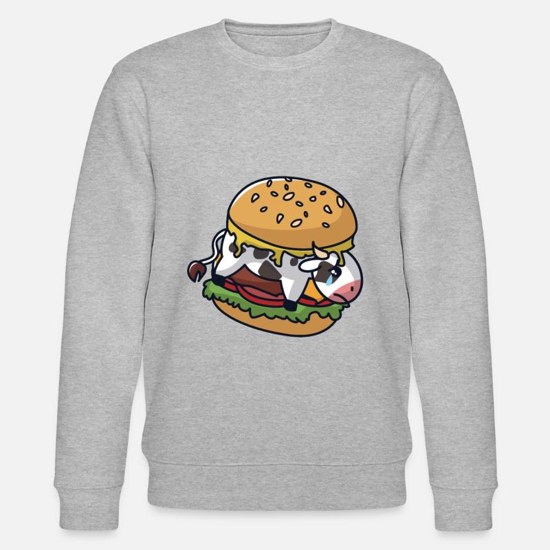 Vache dans un hamburger - Sweat bio CHANGER Stanley/Stella Unisexe - gris chiné
