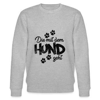 Die mit dem Hund geht - Stanley/Stella Unisex Bio-Sweatshirt CHANGER  - Grau meliert - Vorne - Nik (191cm) & Marisol (170cm)