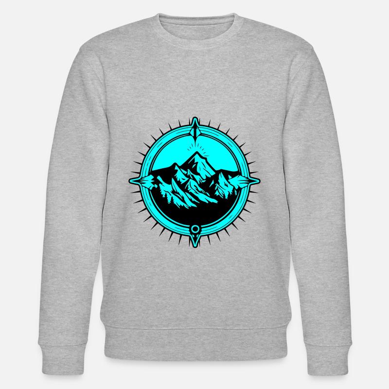 Symbole de voyage Compass Mountains - Sweat bio CHANGER Stanley/Stella Unisexe - gris chiné