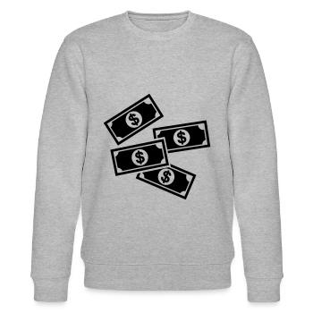 Cash Money Symbol - Stanley/Stella Unisex Bio-Sweatshirt CHANGER  - Grau meliert - Vorne - Nik (191cm) & Marisol (170cm)