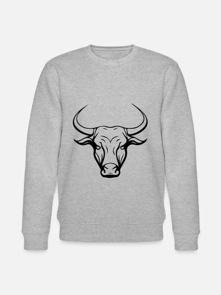 Bull Symbol Head Taurus - Stanley/Stella CHANGER Unisex Organic Sweatshirt - heather grey