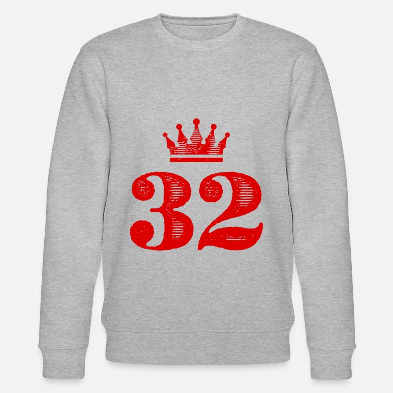 32 Zahl Krone - Stanley/Stella Unisex Bio-Sweatshirt CHANGER  - Grau meliert
