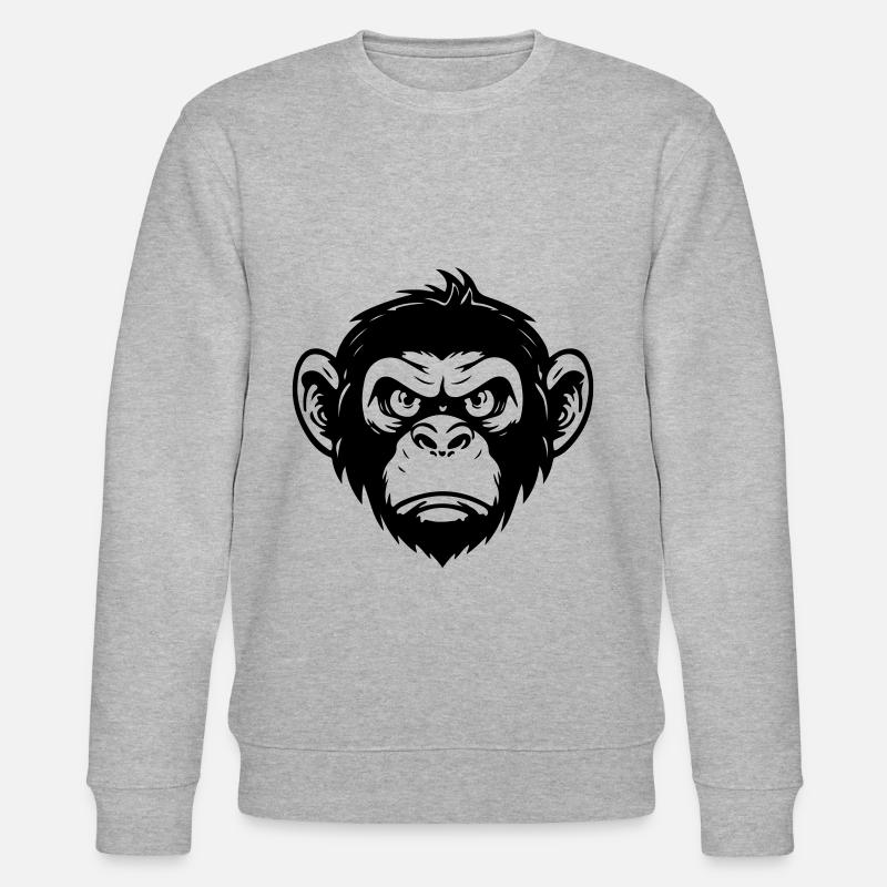 Monkey Head - Stanley/Stella CHANGER Unisex Organic Sweatshirt - heather grey
