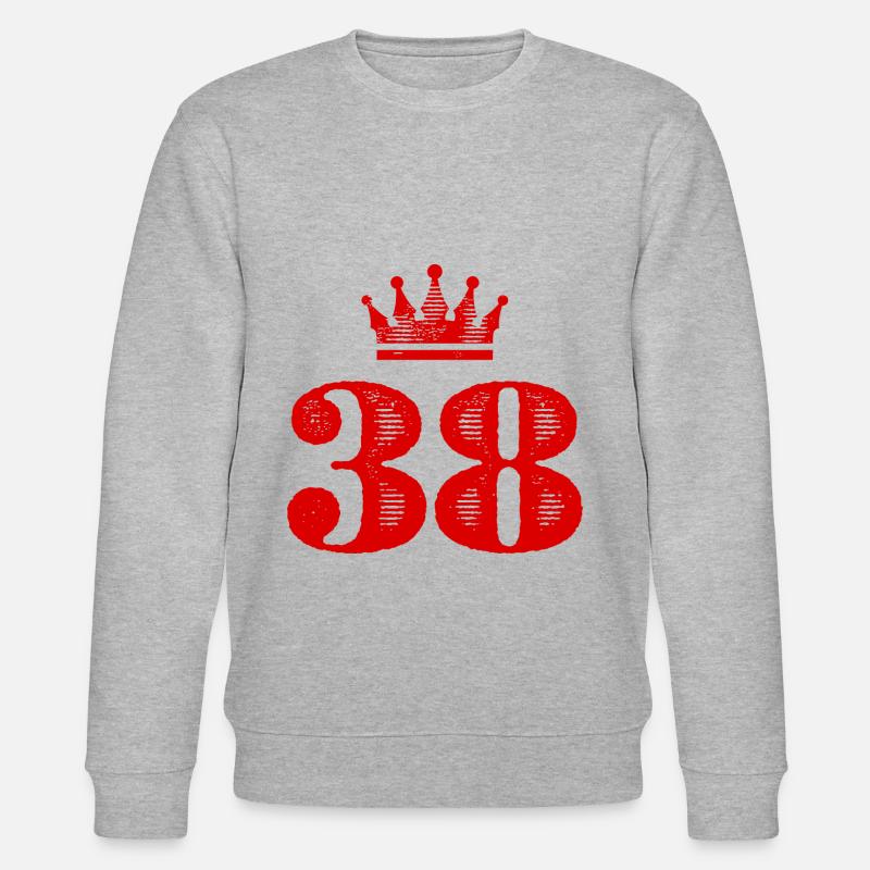 38 Zahl Krone - Stanley/Stella Unisex Bio-Sweatshirt CHANGER  - Grau meliert