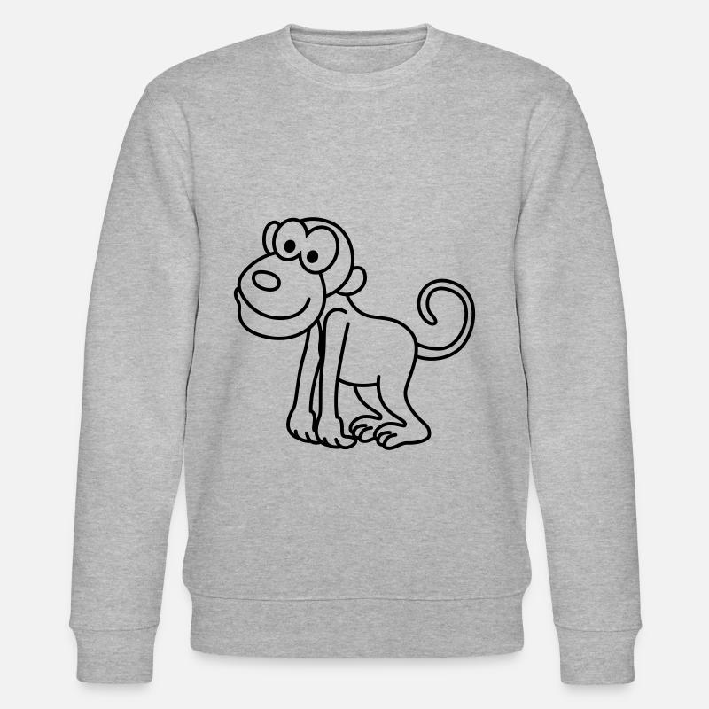 Monkey Comic Animal - Stanley/Stella CHANGER Unisex Organic Sweatshirt - heather grey