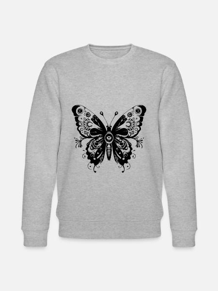 Papillon Mandala Boho - Sweat bio CHANGER Stanley/Stella Unisexe - gris chiné