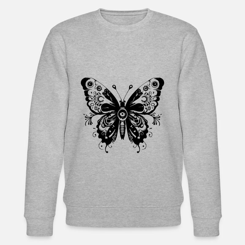 Schmetterling Mandala Boho - Stanley/Stella Unisex Bio-Sweatshirt CHANGER  - Grau meliert