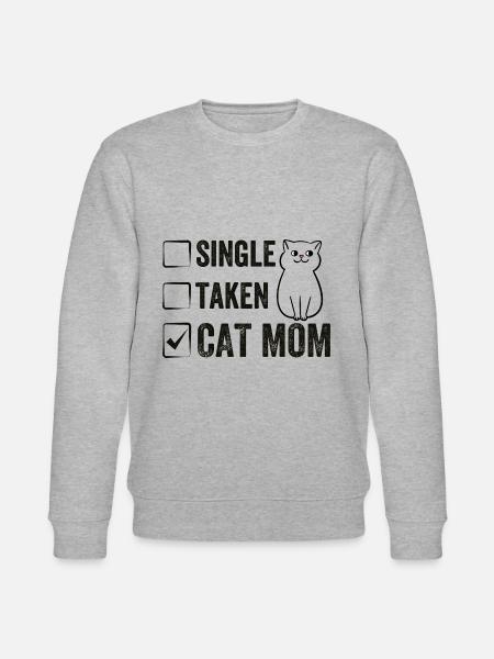 Single Taken Cat Mom sjove Cat Mama Citater - Stanley/Stella økologisk unisex-sweatshirt CHANGER  - grå meleret